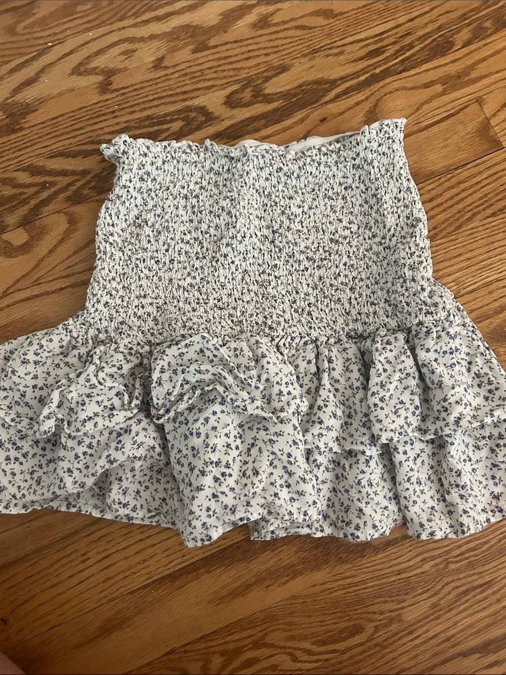 Garage White Mini Skirt with Blue Floral Print
